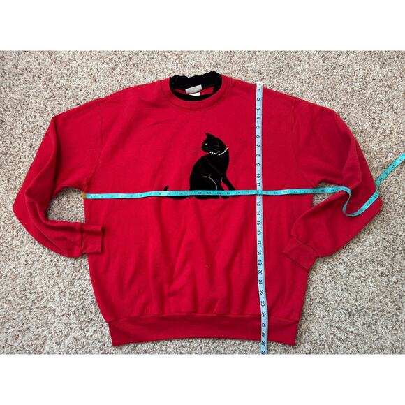 VINTAGE Bedazzled Cat Sweatshirt; Top Stitch by Moring Sun, MEDIUM/LARGE - Picture 8 of 11
